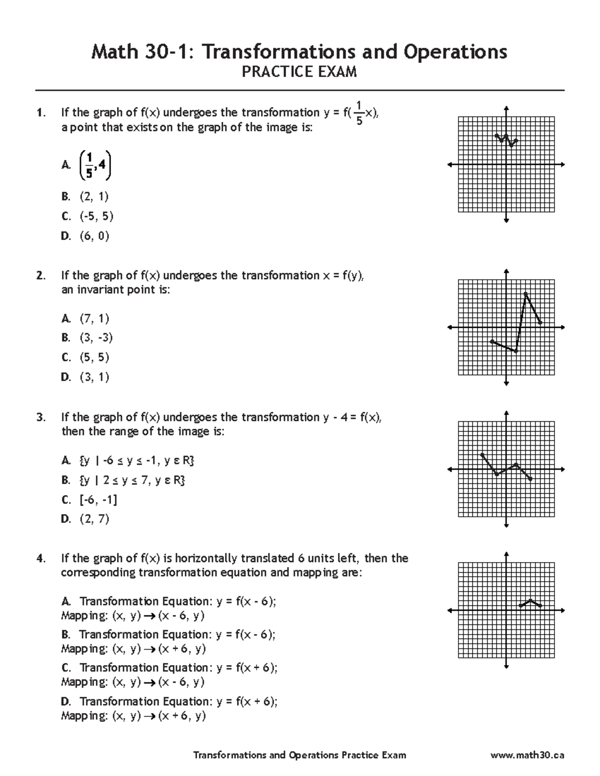 Transformations and Operations Math PRACTICE EXAM 1 - Studocu