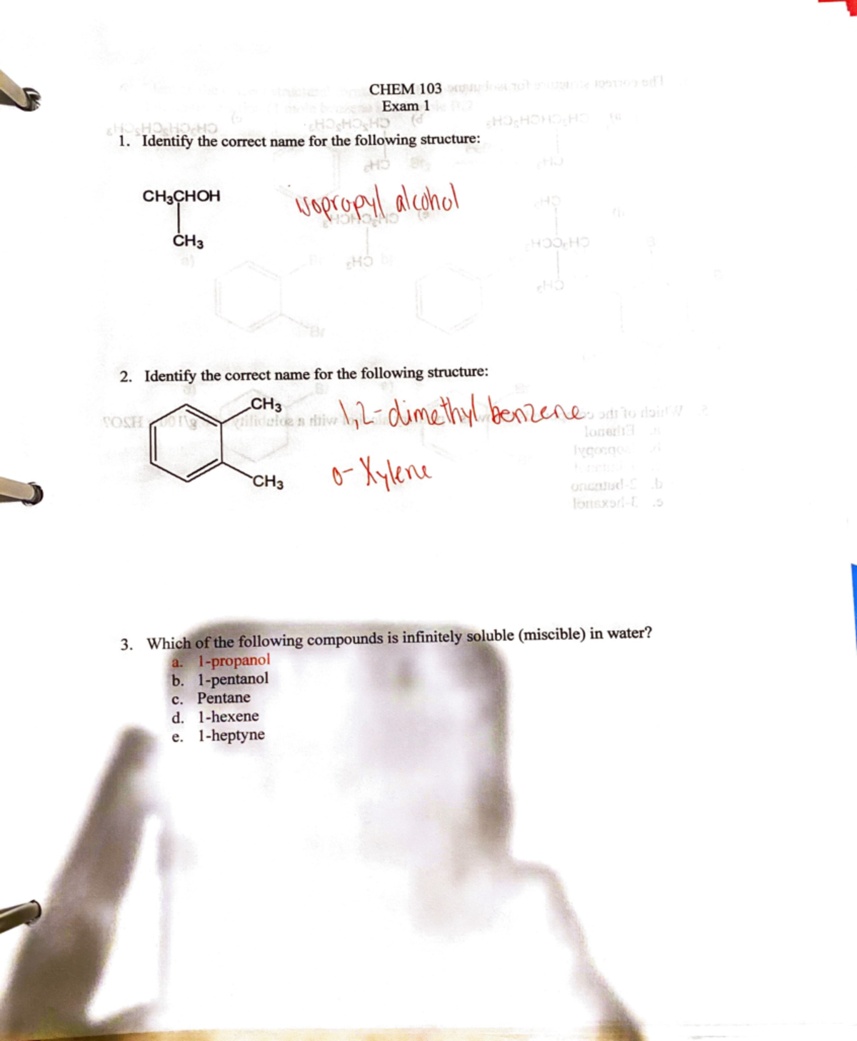 Chem 103 Exam 1 Review Spring 2020: Key Concepts & Structures - Studocu