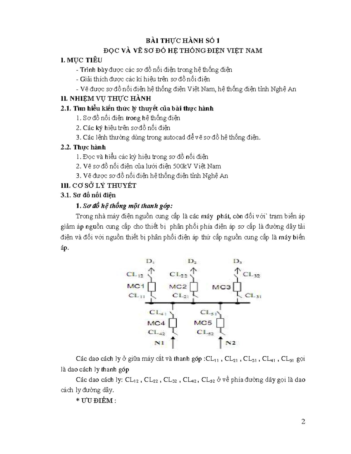 Thực Hành 1: Đọc và Vẽ Sơ Đồ Hệ Thống Điện Việt Nam (ĐT101) - Document Preview