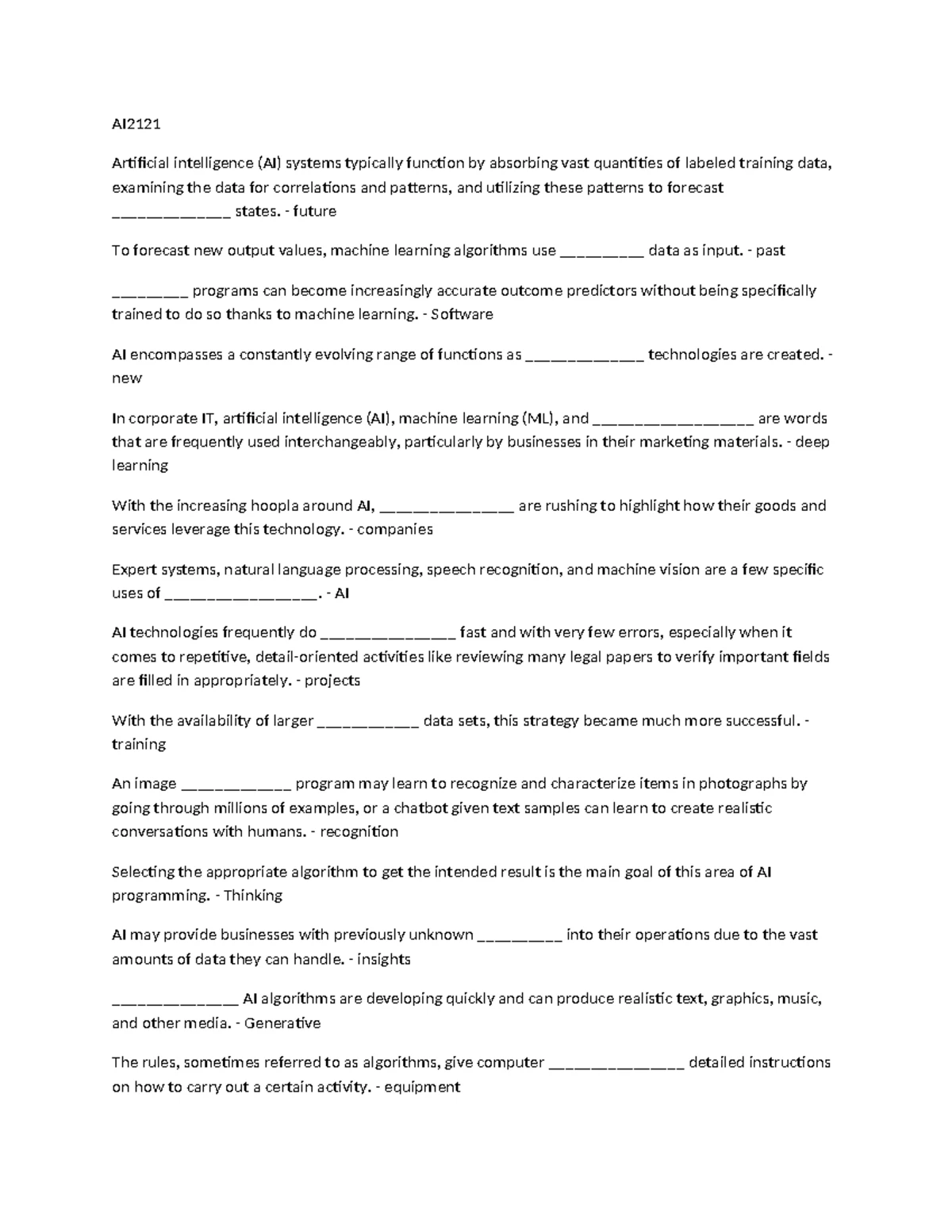 Ai2121 wps office ai artificial intelligence ai systems typically