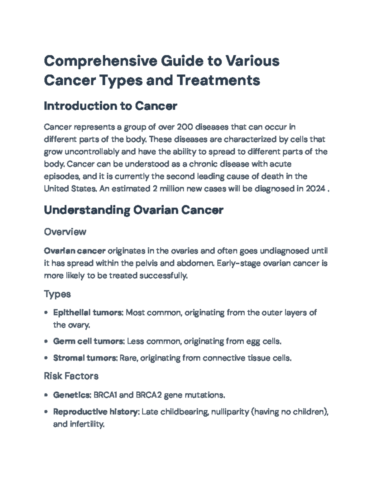 Comprehensive Overview of Cancer Types and Treatment Strategies ...