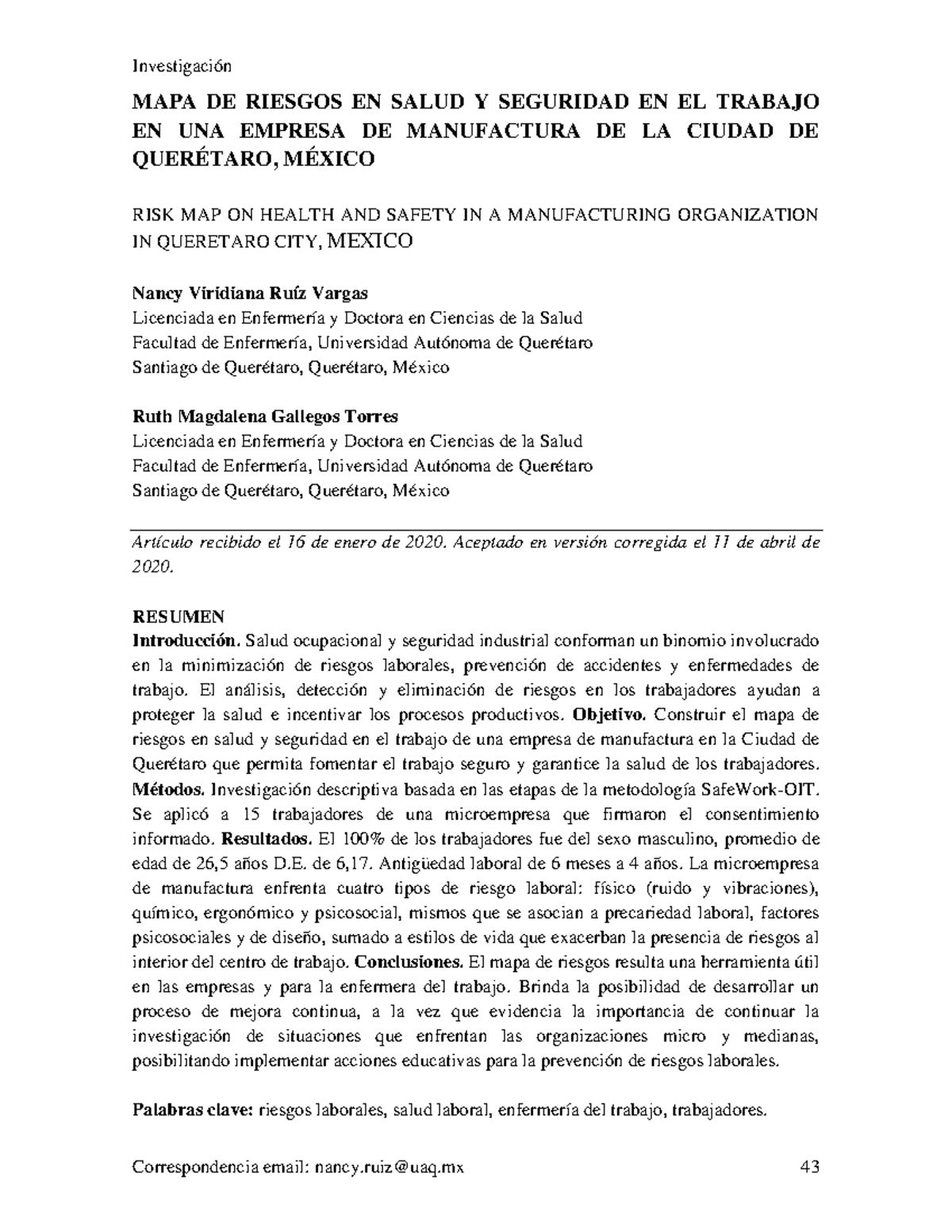 Mapa de Riesgos en Salud y Seguridad Laboral en Manufactura - S05 - Studocu