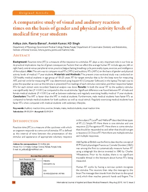 Comparison of Auditory vs. Visual Simple Reaction Times: Study Findings ...