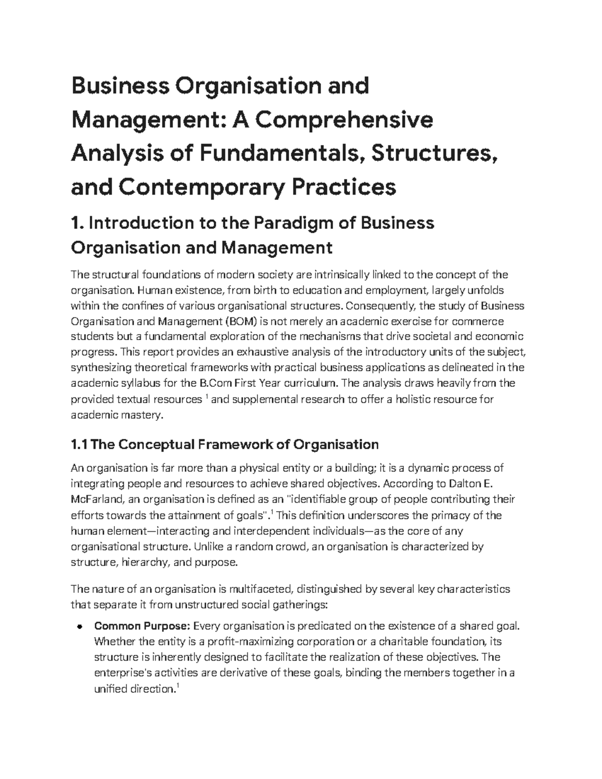B.Com First Year BOM: Comprehensive Study of Business Organisation ...