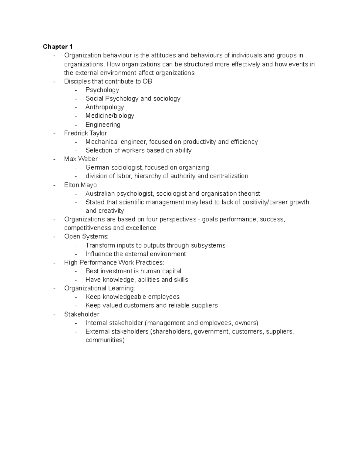 HROB 123 Midterm Review: Key Concepts in Organizational Behavior - Studocu