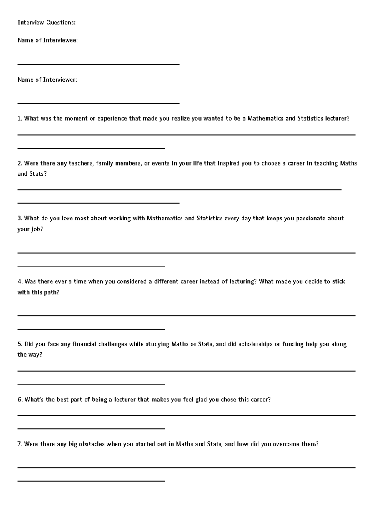Interview Questions for Maths & Stats Lecturers: Insights & Experiences ...
