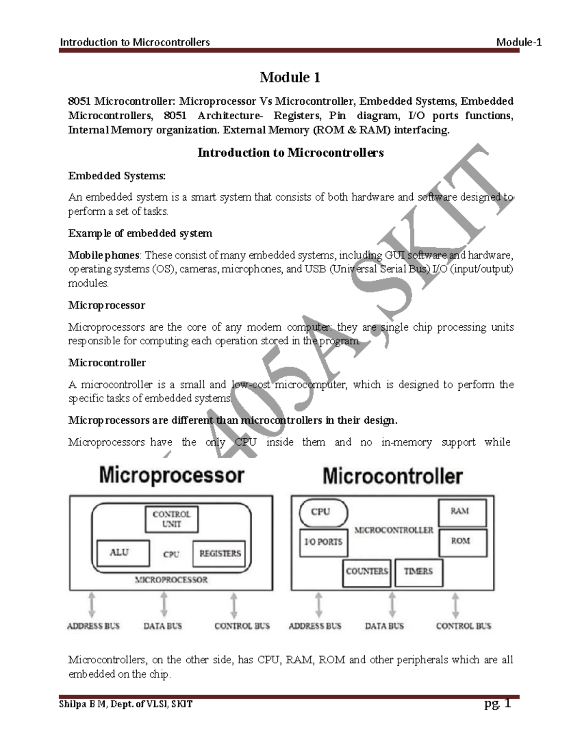 Module 1 - Introduction to 8051 Microcontroller and Embedded Systems ...