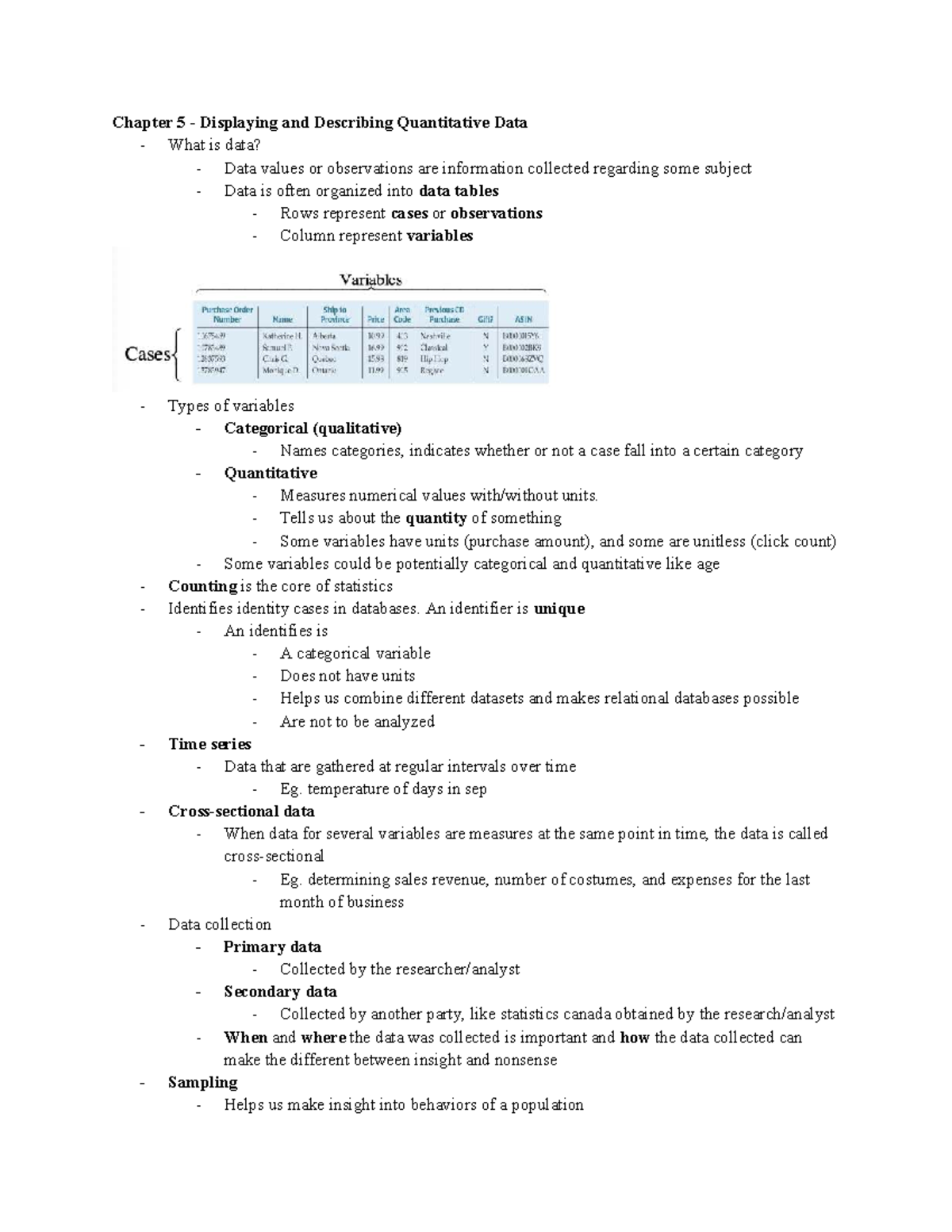 Chapter 5 & 6 Notes: Displaying Quantitative Data & Scatterplots - Studocu
