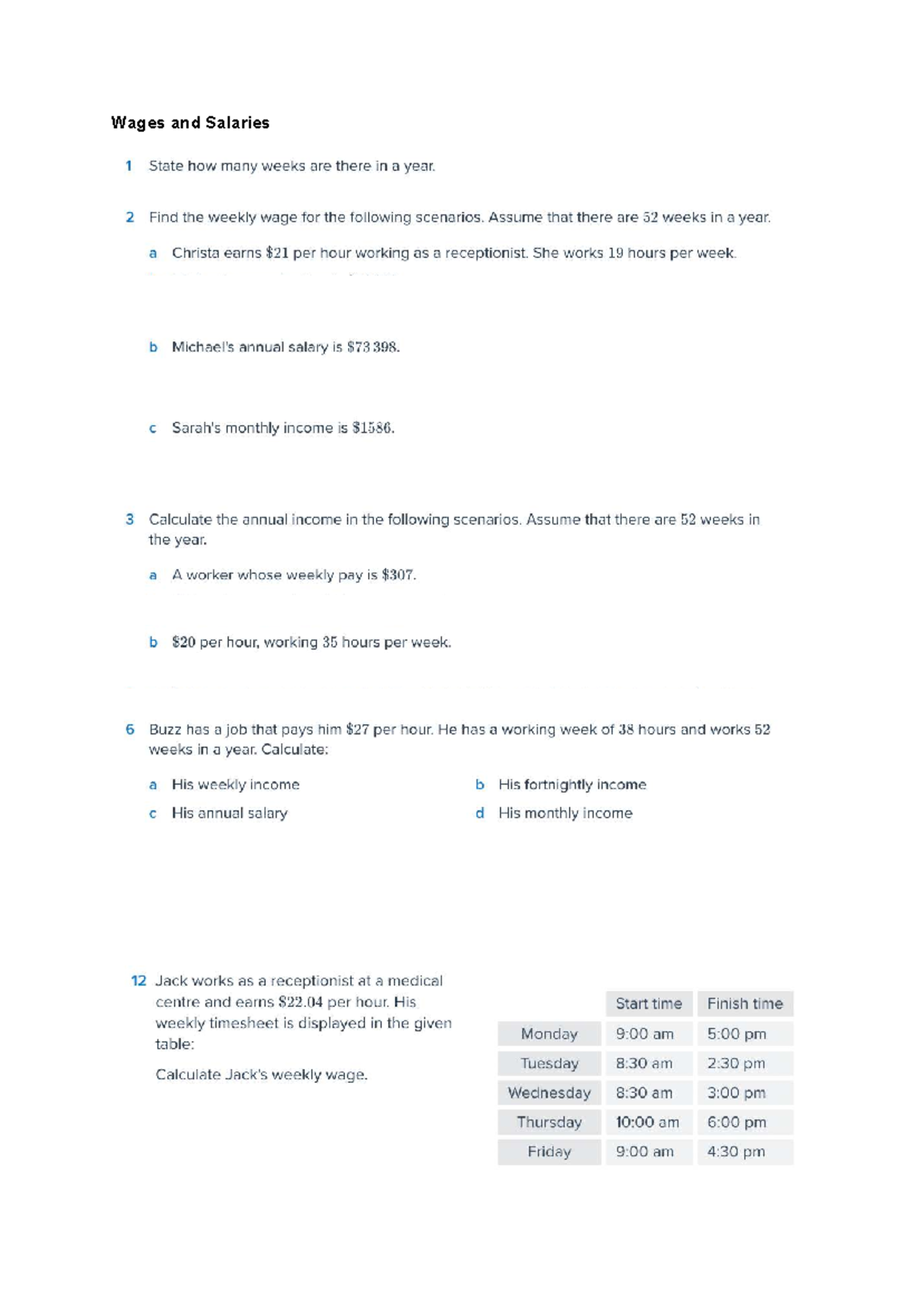 Income and Taxation - Google Docs - Wages and Salaries Annual Leave ...