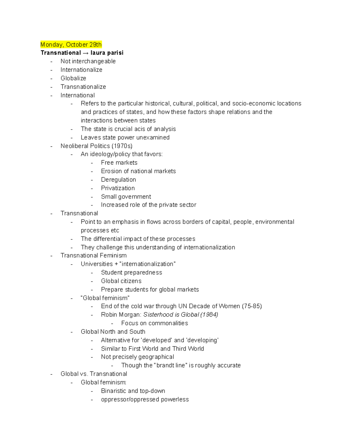 WST 103 EXAM #2 Notes - Professor Ritchie Calvin - Monday, October 29th ...