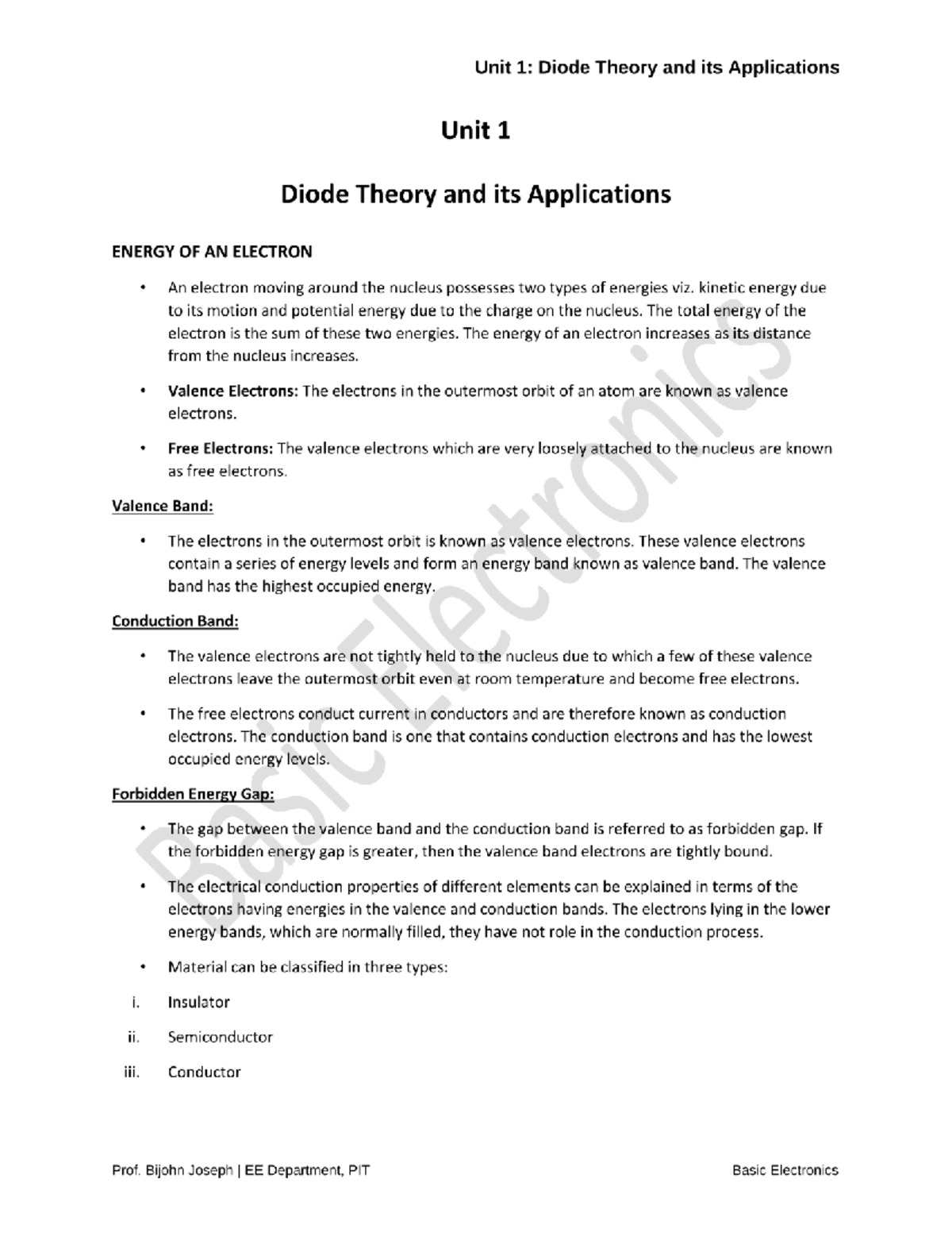 Unit 1: Diode Theory & Applications Overview - Studocu