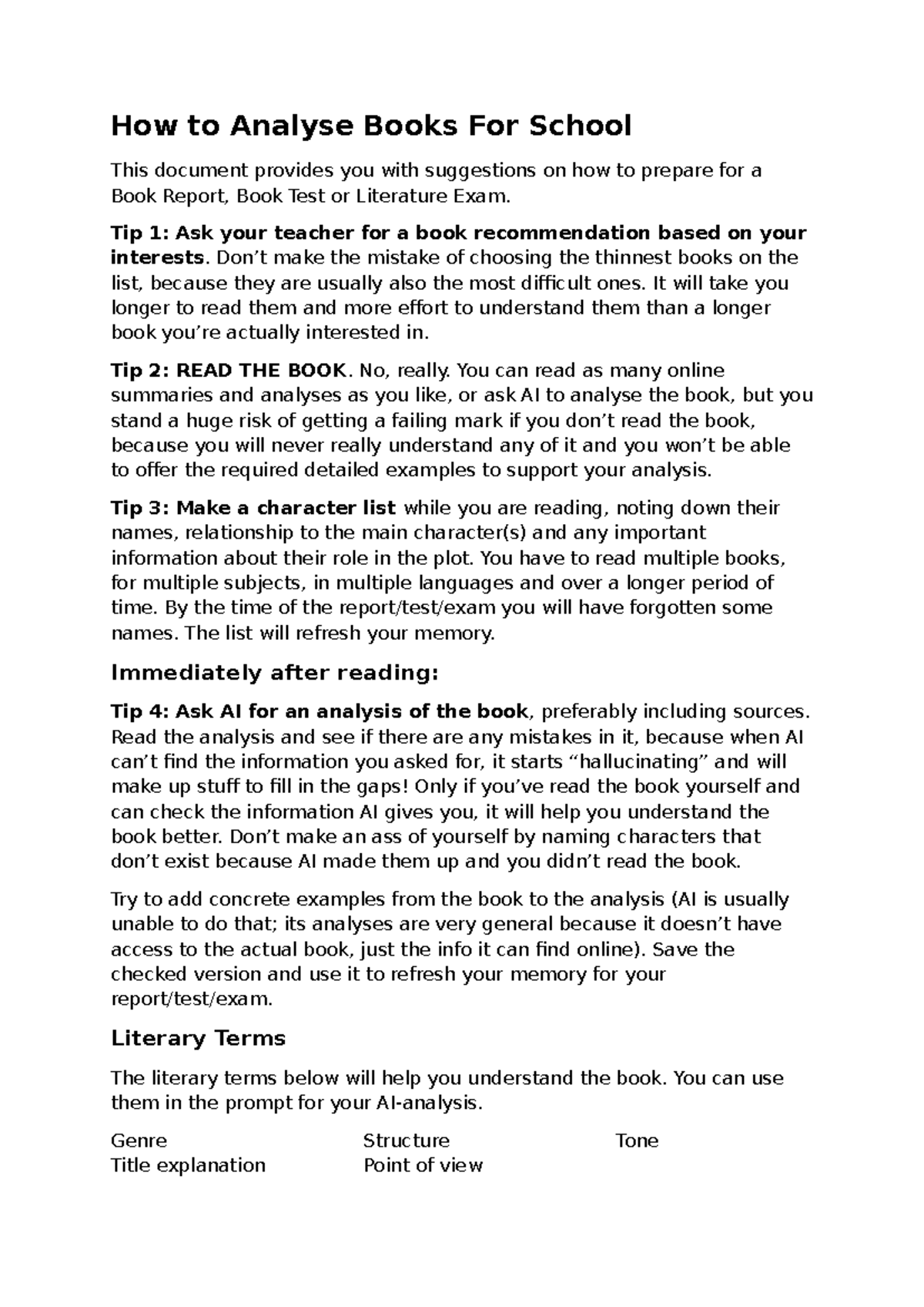 How to Analyze Books for School: Tips for Book Reports & Exams ...