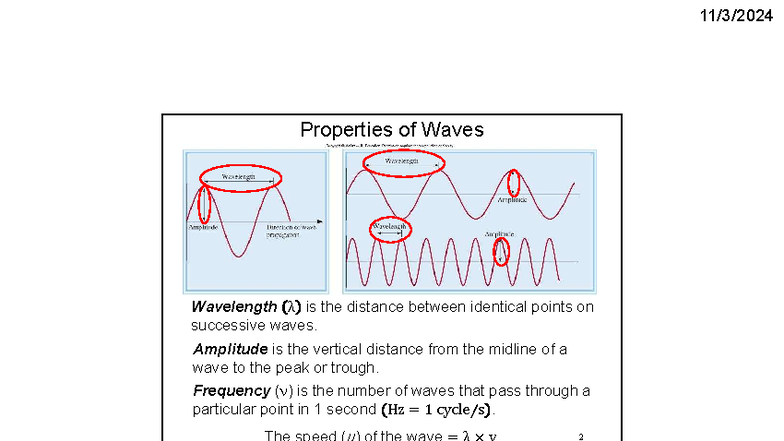 Ch7 - Properties of Waves and Light: Key Concepts and Examples - Studocu