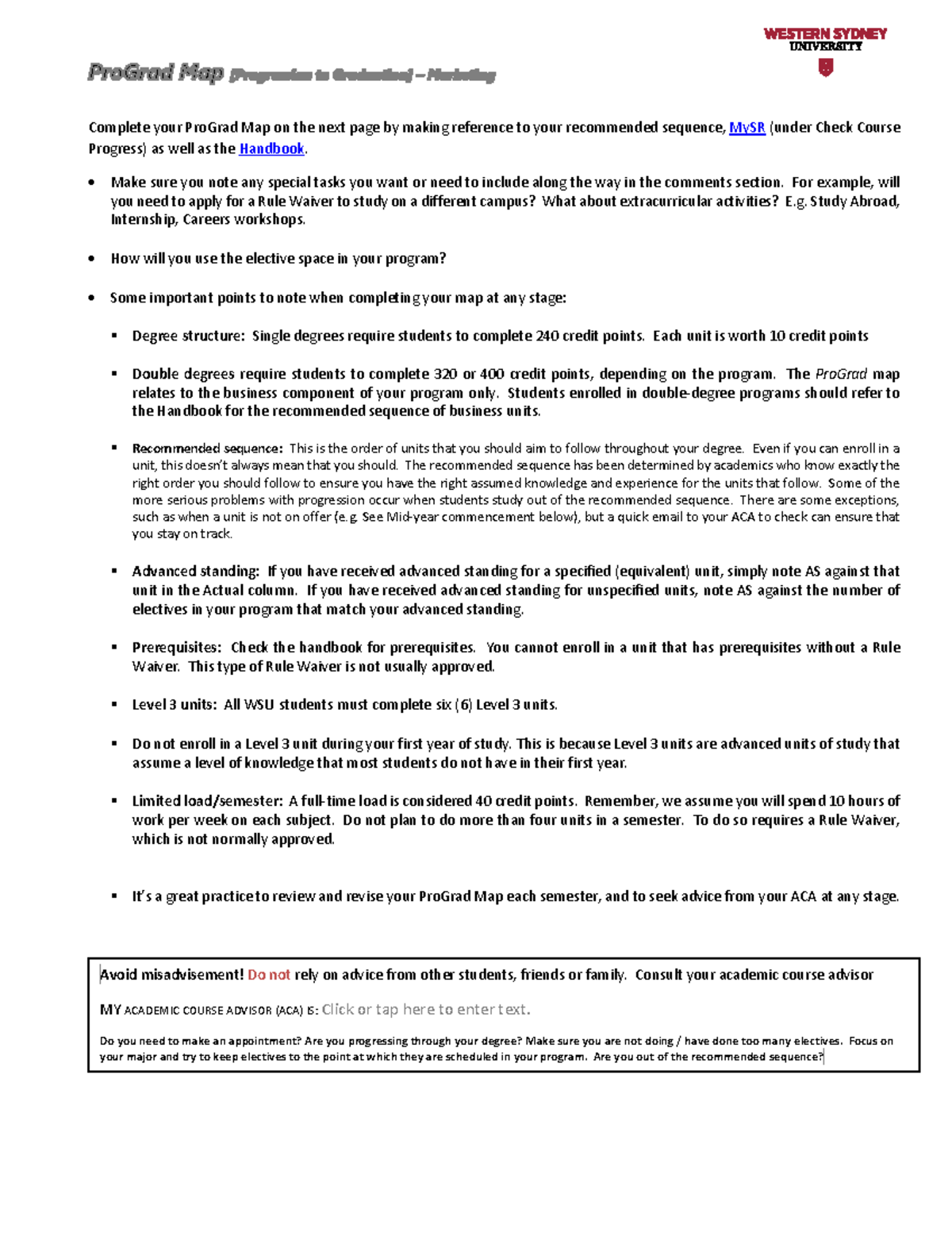 ProGrad Map Guidelines for Business Program - CHAU 22217767 - Studocu