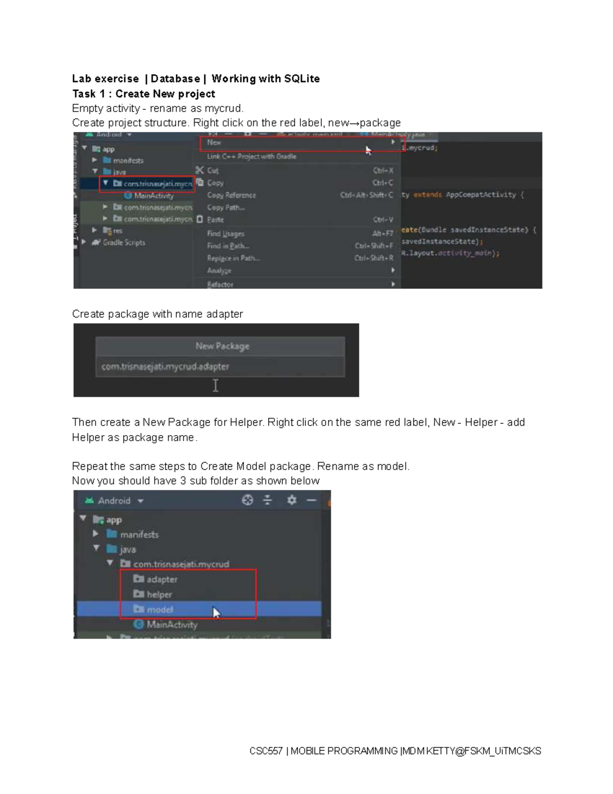 CSC557 Lab Exercise: CRUD Operations with SQLite in Mobile Programming ...