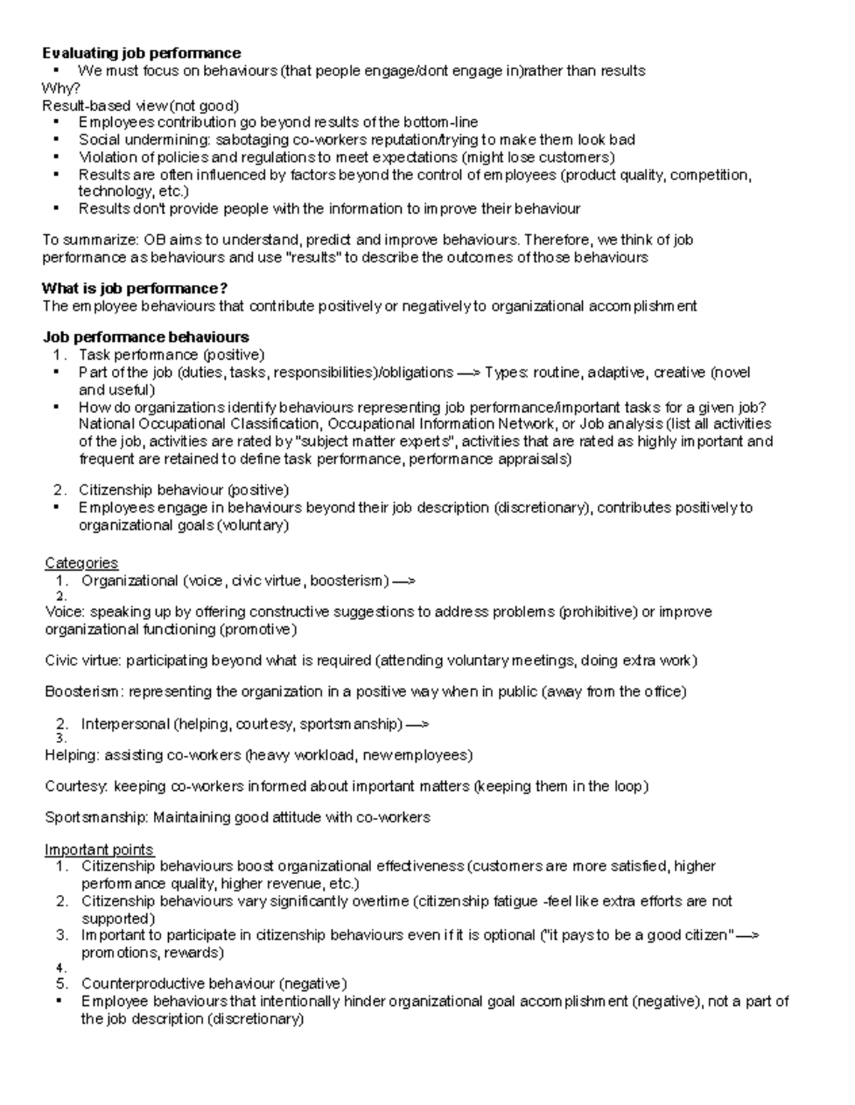 Chapter 2 ADM 2336 - Job Performance and Employee Behaviours Notes ...