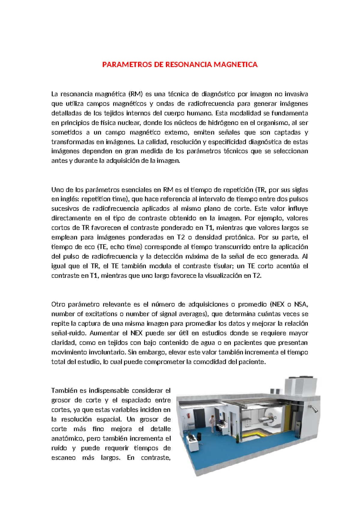 Parámetros Técnicos de Resonancia Magnética (RM) - Trabajo Final - Document Preview