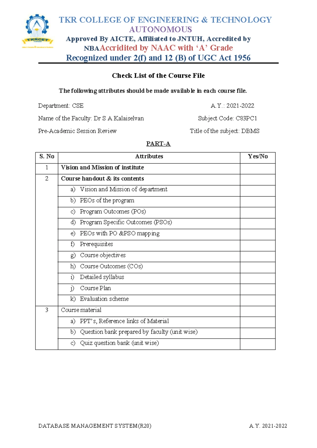 HCI Course File Checklist - A58PE3 (2019-2020) - Studocu