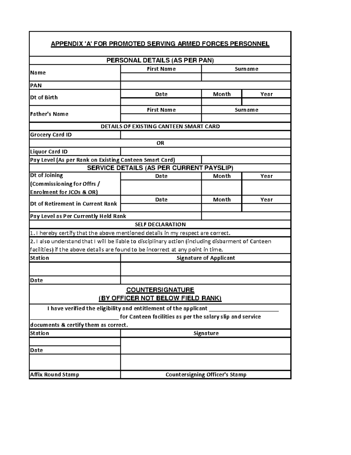 Appendix A - Promoted Armed Forces Personnel Canteen Details - Studocu