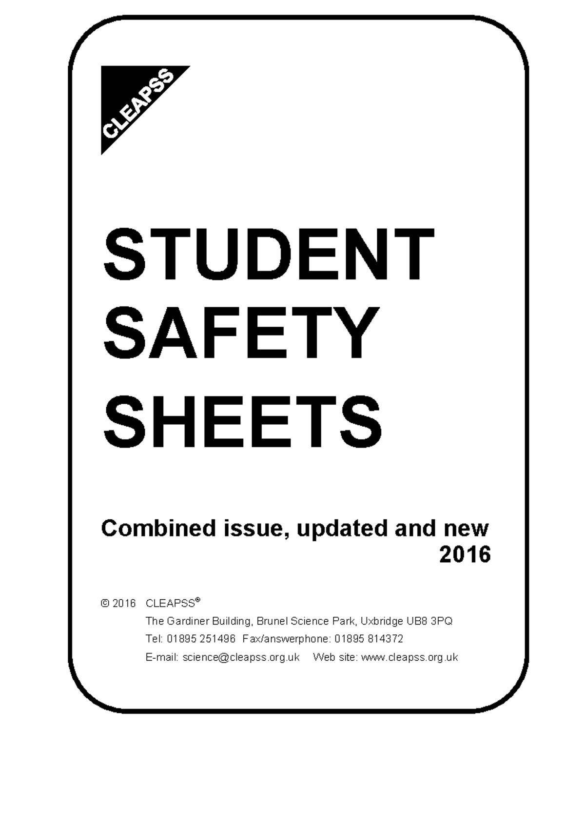 CLEAPSS Student Safety Sheets: Combined Issues 2016 - Studocu