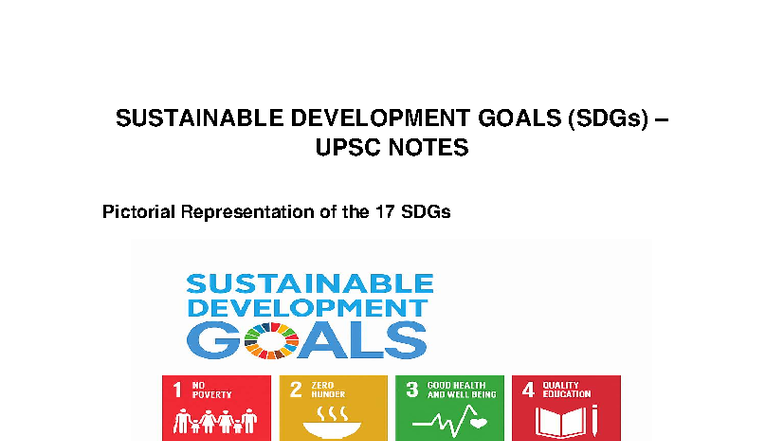 SDG India Complete Notes for UPSC: Key Facts and Pictorial Overview ...