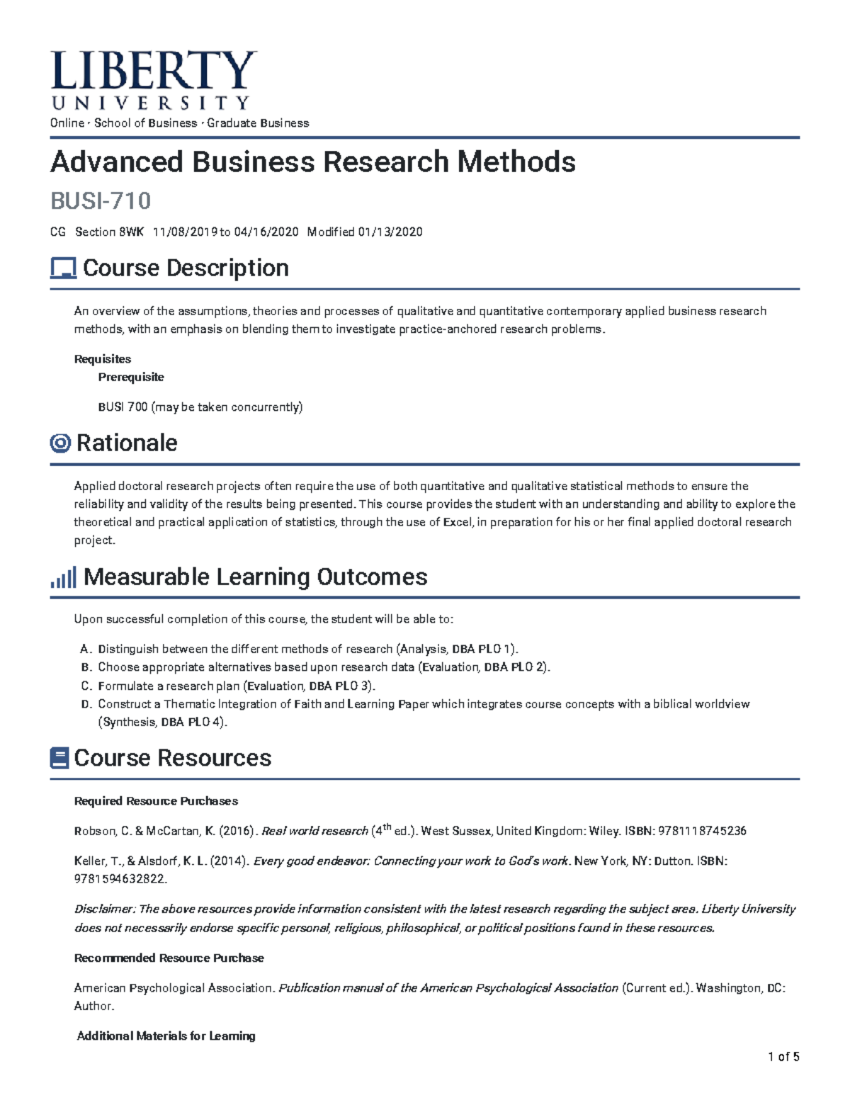Advanced Business Research Methods Overview - BUSI 710 CG - Studocu