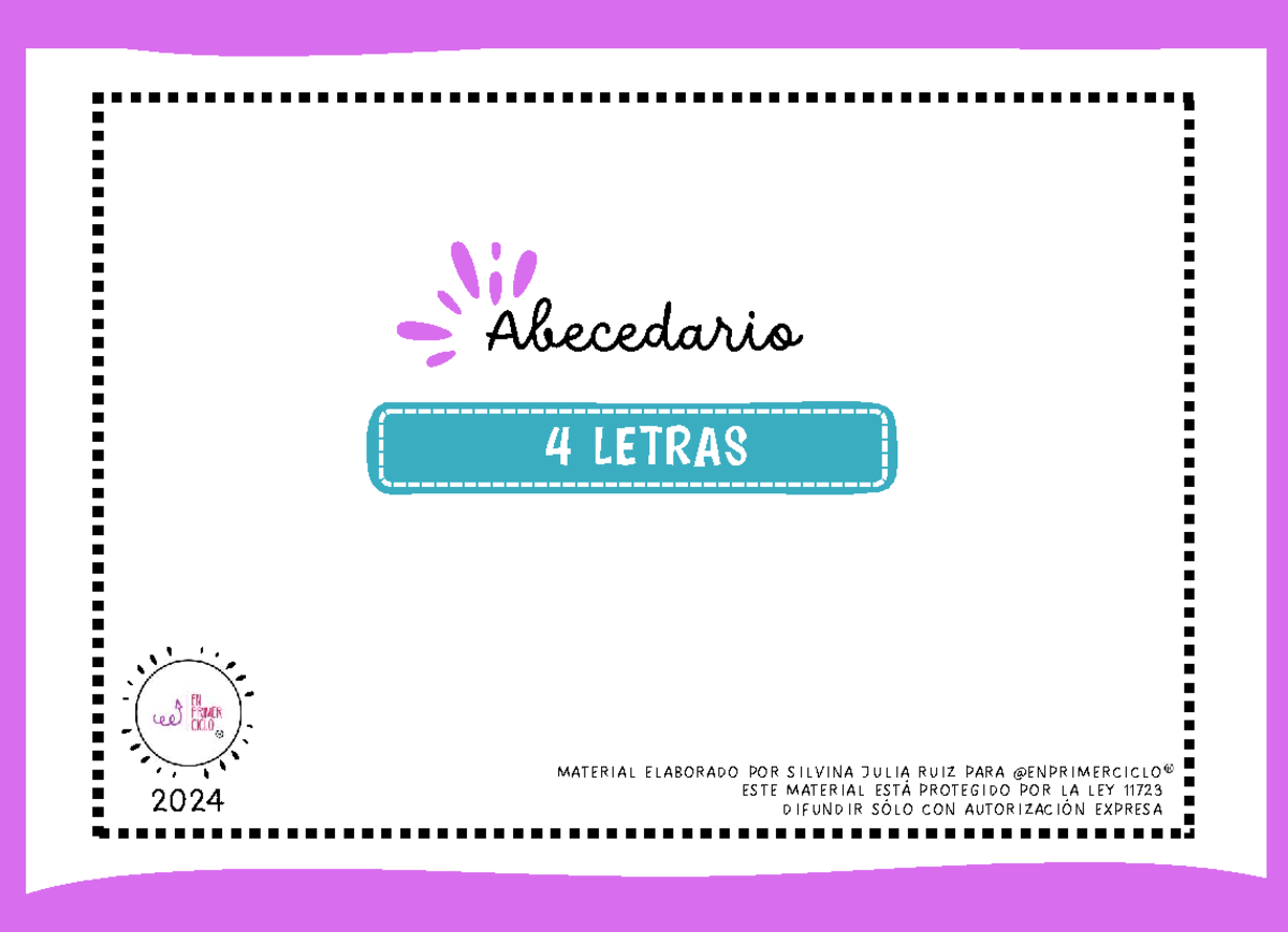 Abecedario 4 Letras: Material Educativo para Primer Ciclo - Studocu