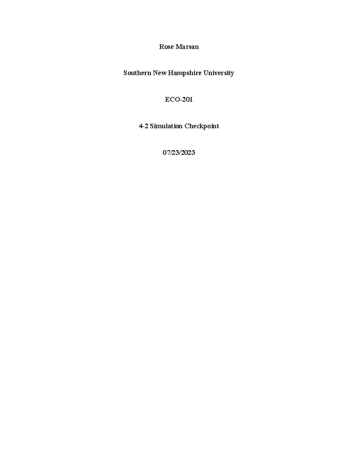 ECO 201 Module 4 Simulation Checkpoint Update and Insights - Studocu