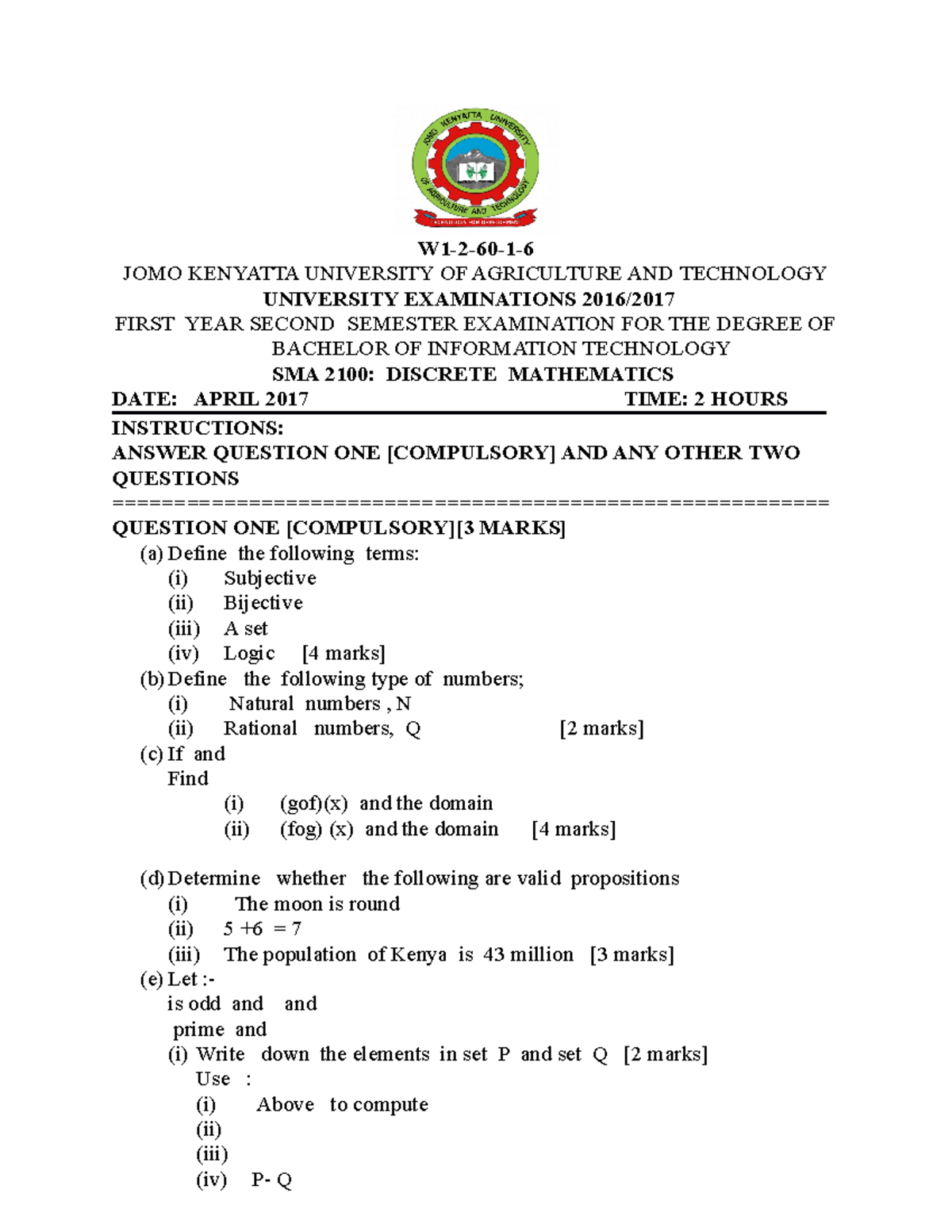 SMA 2100 Final Exam Notes: Discrete Mathematics Overview - Studocu