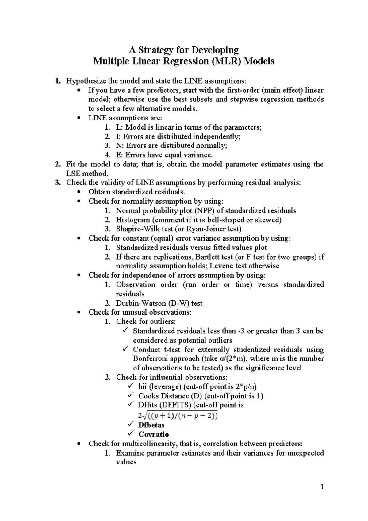 A Strategy for Analyzing MLR Models 2020 - A Strategy for Developing ...