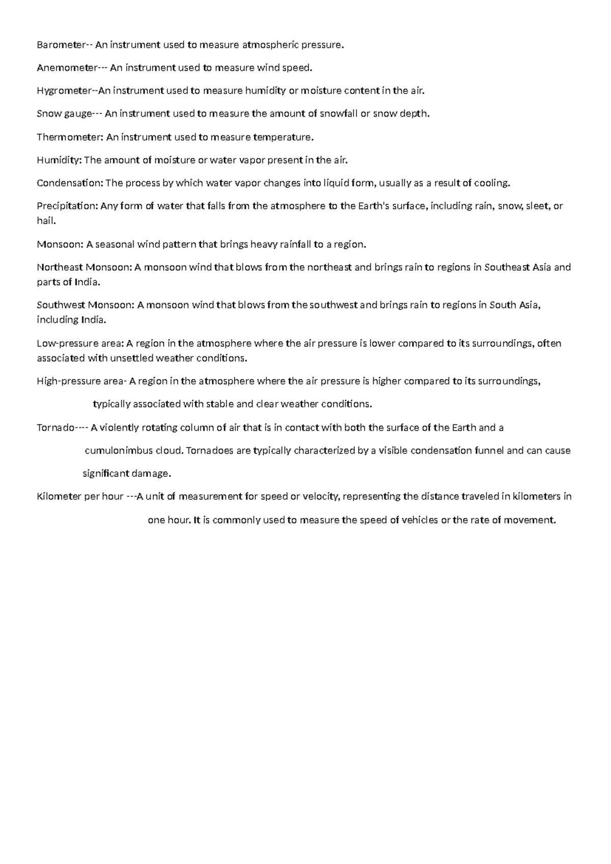 Barometer - SCIENCE activity questions - Barometer- An instrument used ...