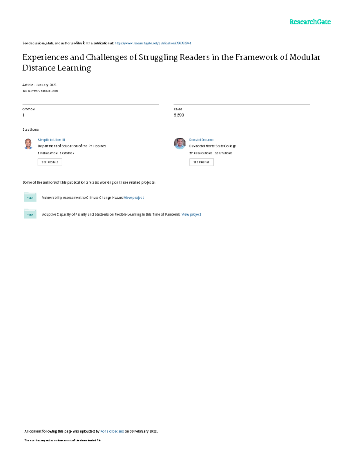 Experiences and Challenges of Struggling Readers i - ####### See ...