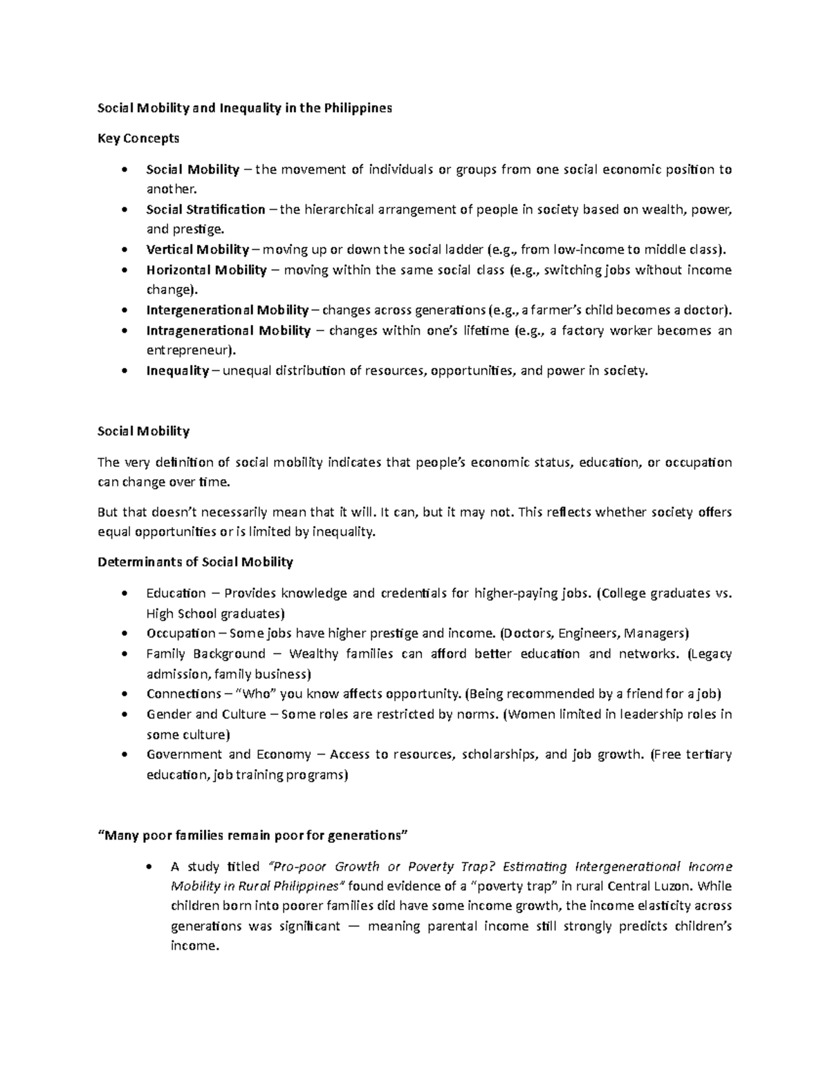 L4 - Social Mobility and Inequality in the Philippines: Key Concepts ...