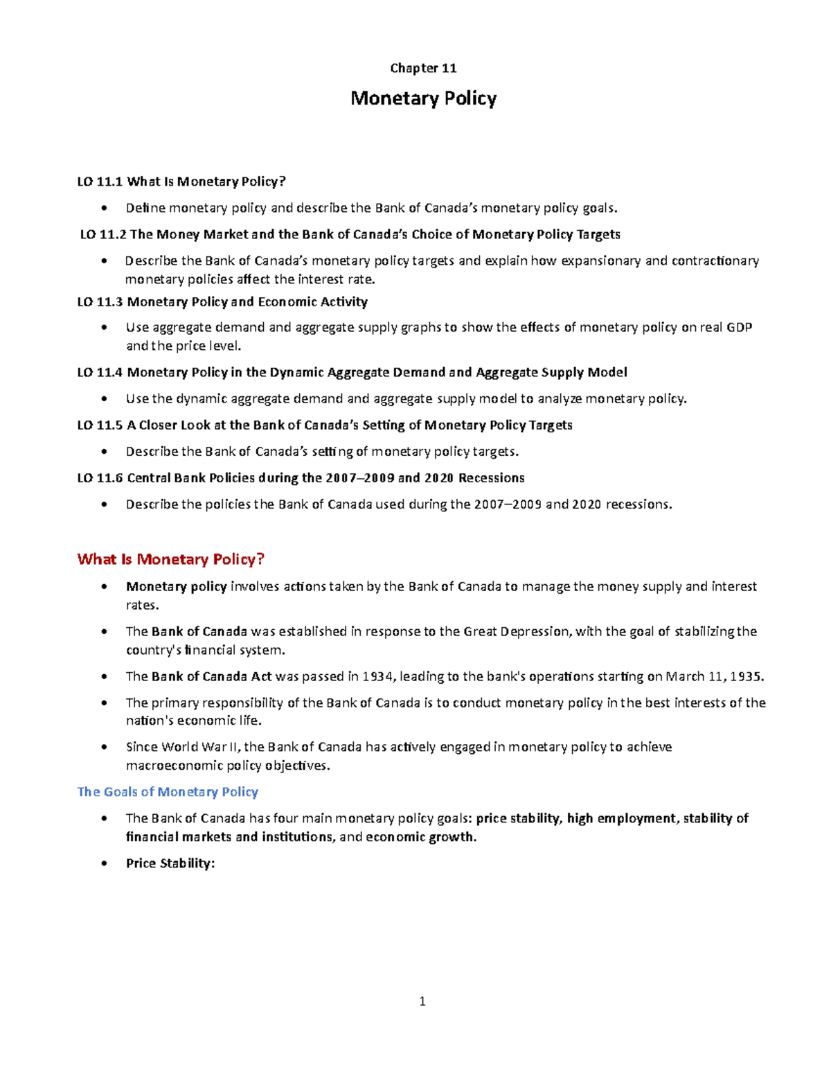 Chapter 11 Summary: Understanding Monetary Policy and Its Impact - Studocu