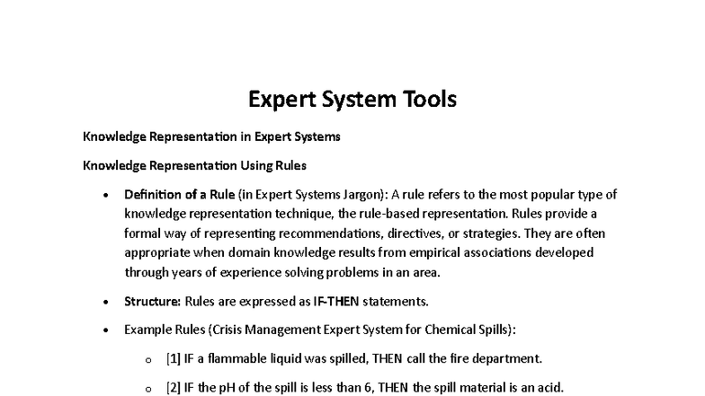 ES UNIT IV - Knowledge Representation in Expert Systems - Studocu