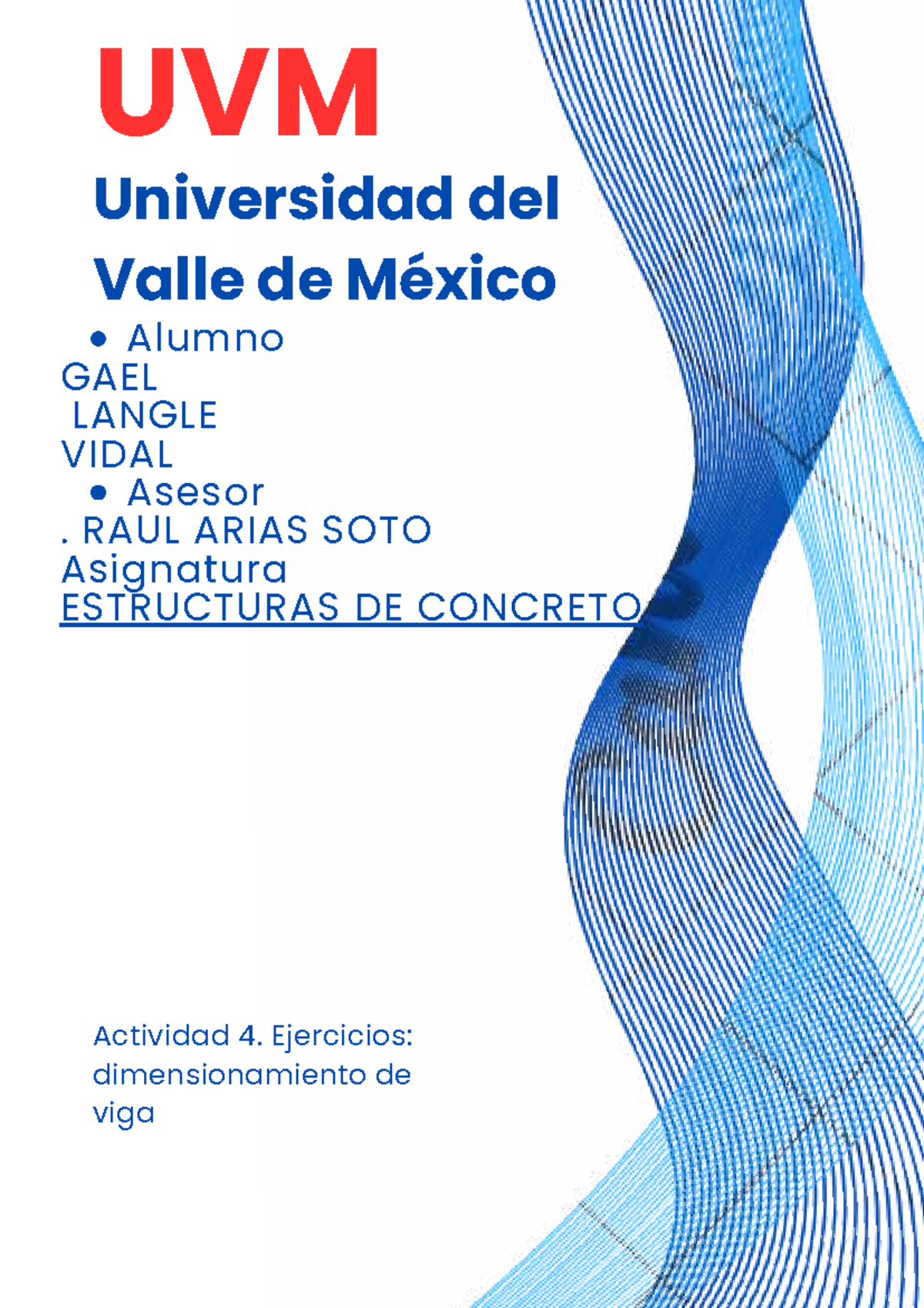 UVM ESTRUCTURAS DE CONCRETO Actividad 4: Dimensionamiento de Viga - Document Preview