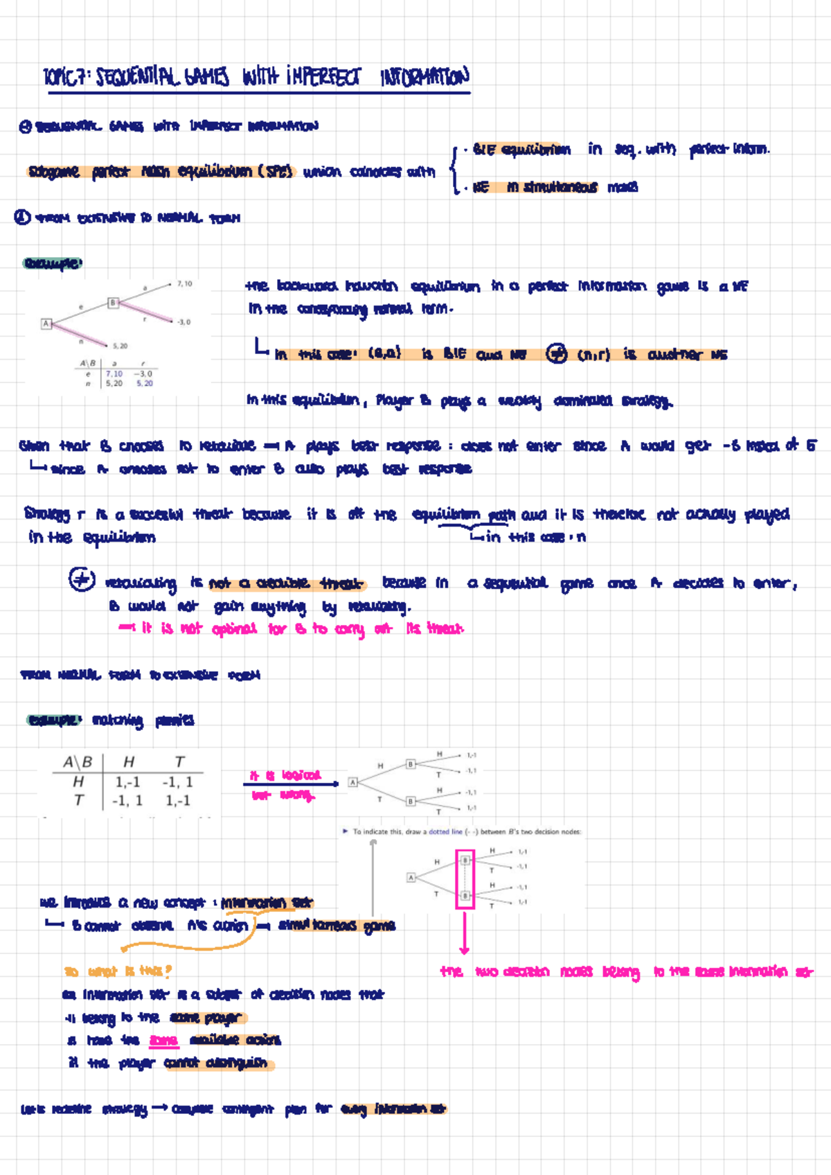 Topic 7: Sequential Games with Imperfect Information Analysis - Studocu