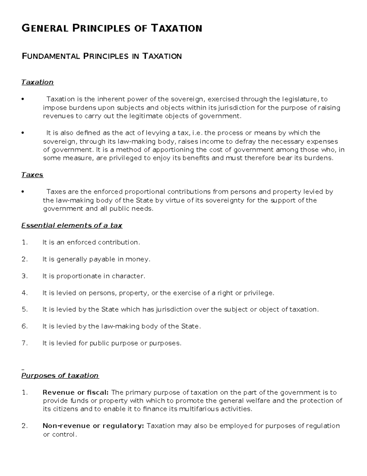 General Principles of Taxation Fundament - GENERAL PRINCIPLES OF ...