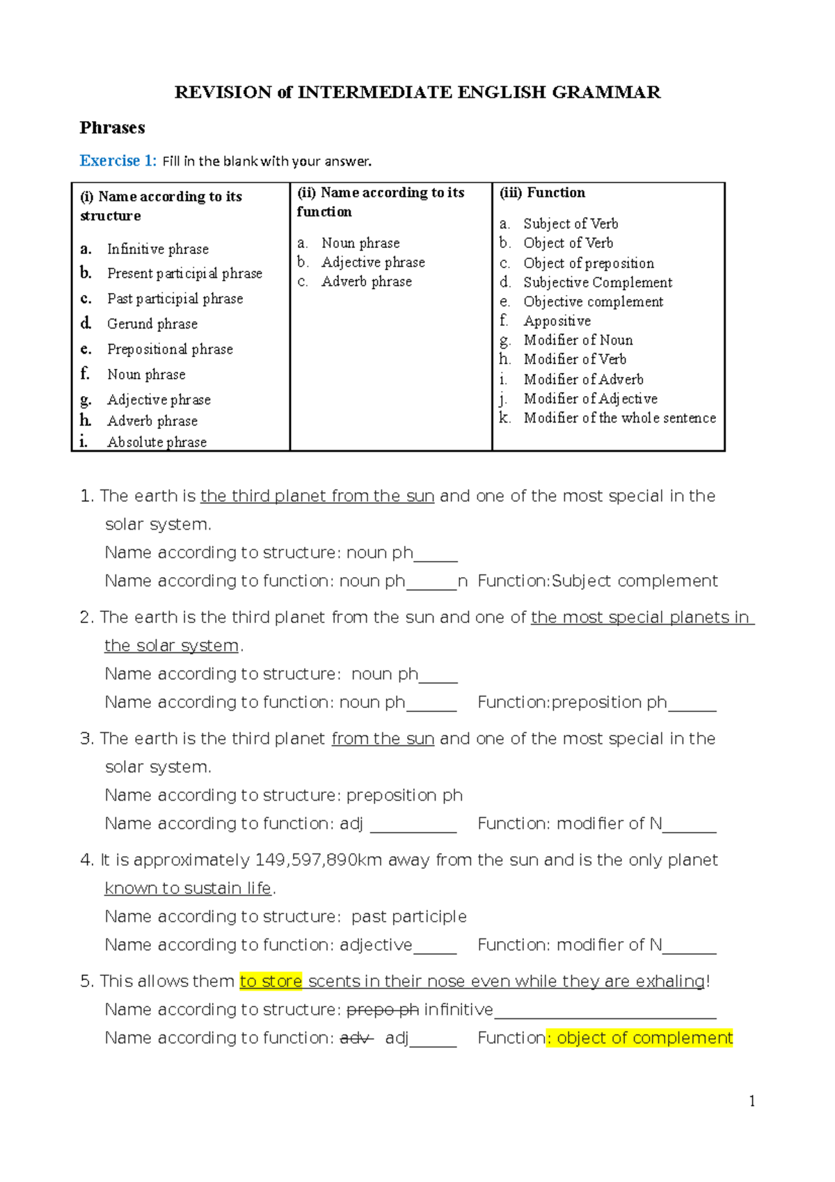 Intermediate English Grammar Revision with Answer Keys - Studocu