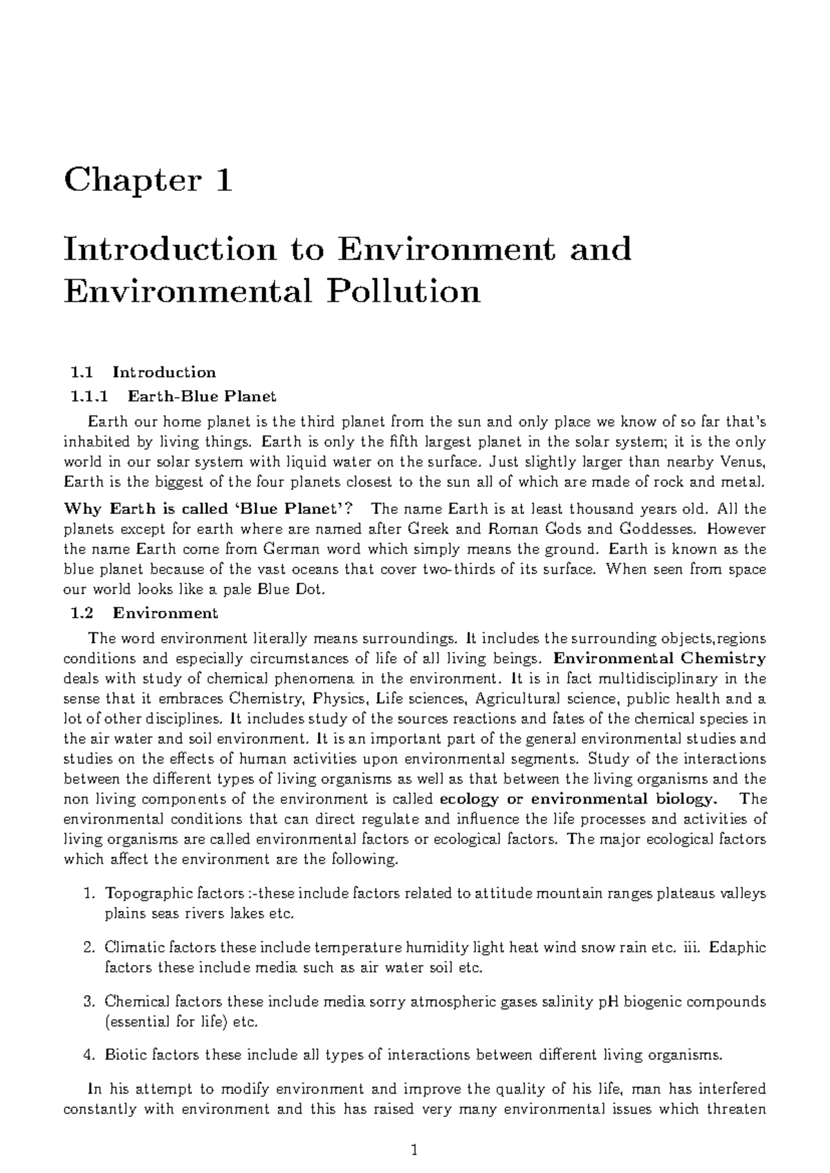 Introduction to Environmental Pollution: Key Concepts and Factors - Studocu