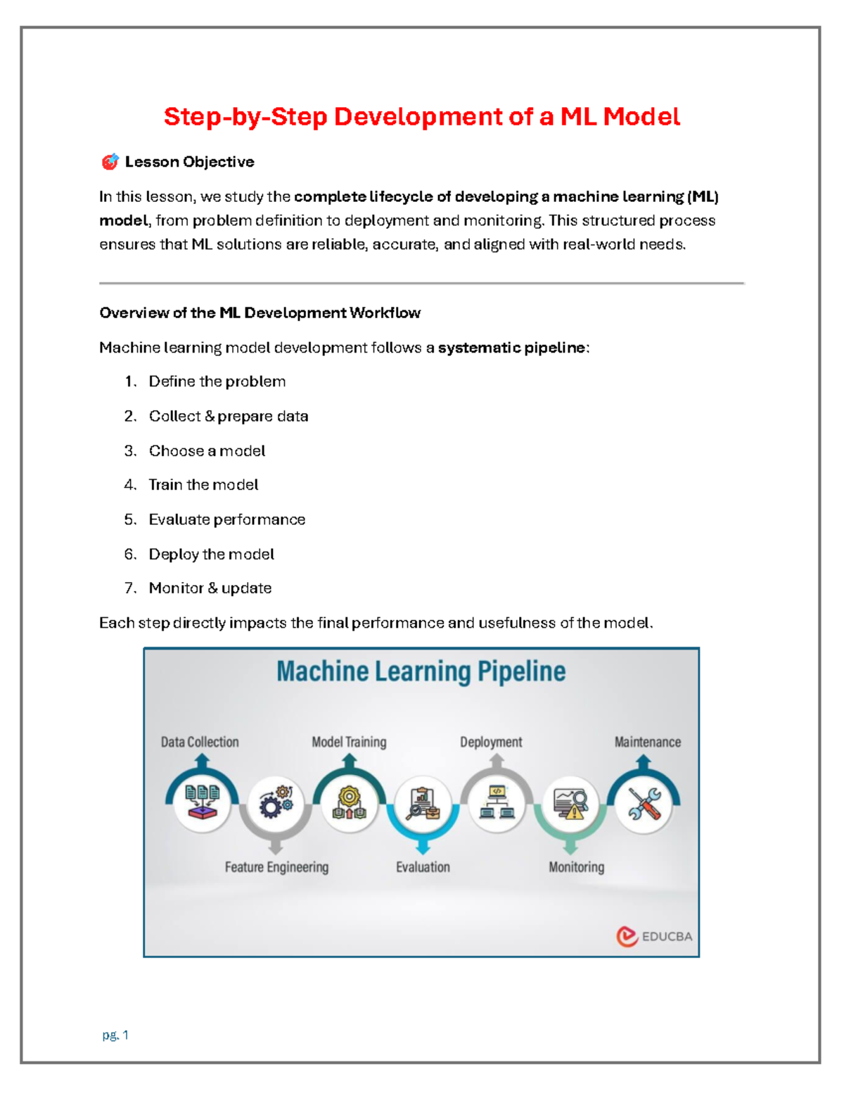03. Steps in Developing a Machine Learning Model Lesson - Studocu