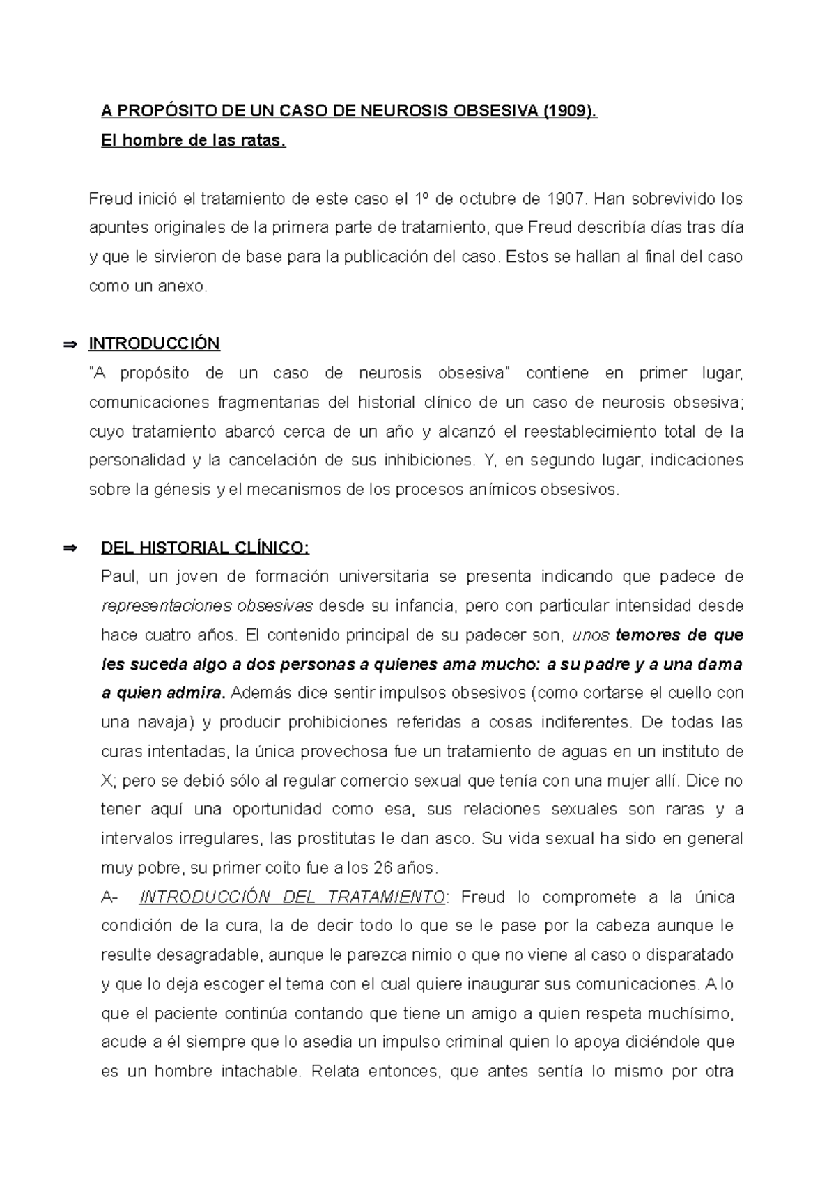 Análisis del Caso Freud sobre la Neurosis Obsesiva del Hombre de las ...