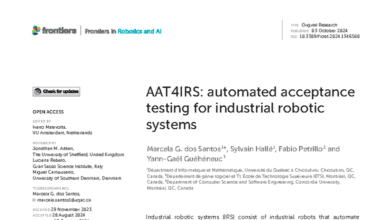 AAT4IRS: Automated Acceptance Testing for Industrial Robotic Systems ...
