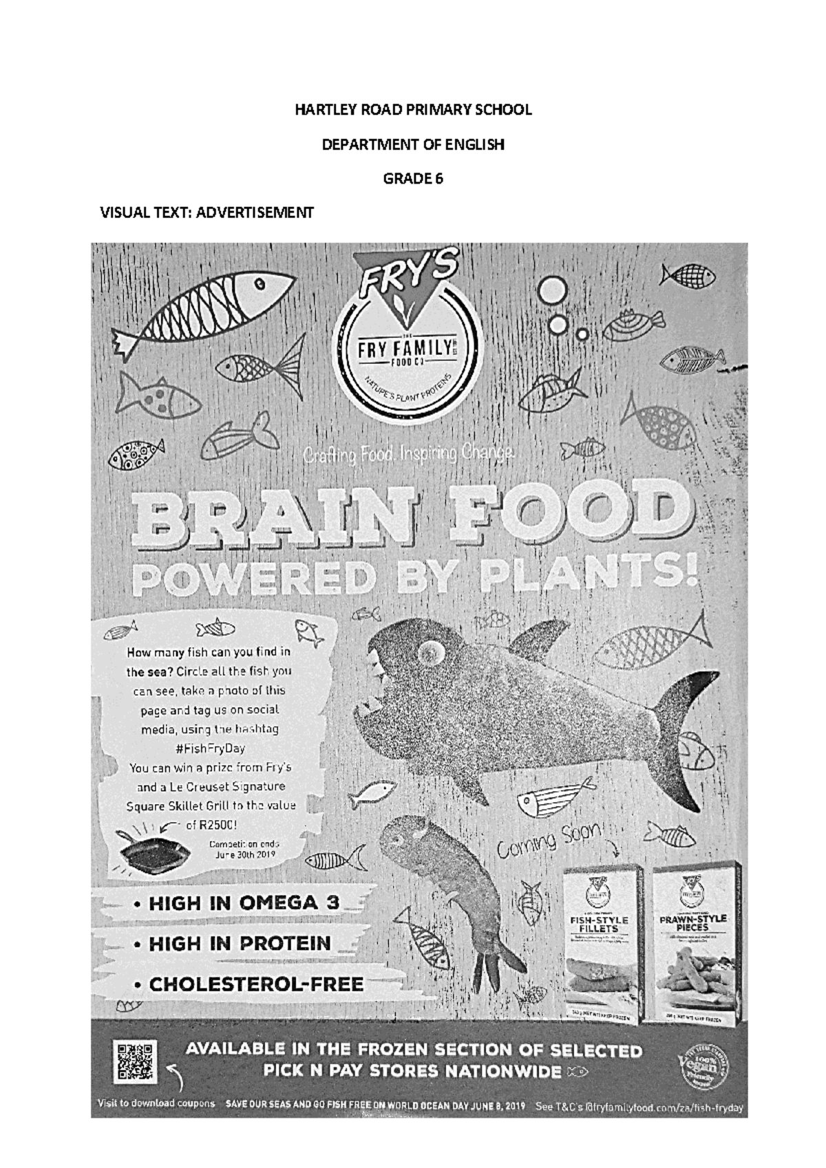 Visual text grade 6 english - HARTLEY ROAD PRIMARY SCHOOL DEPARTMENT OF ...