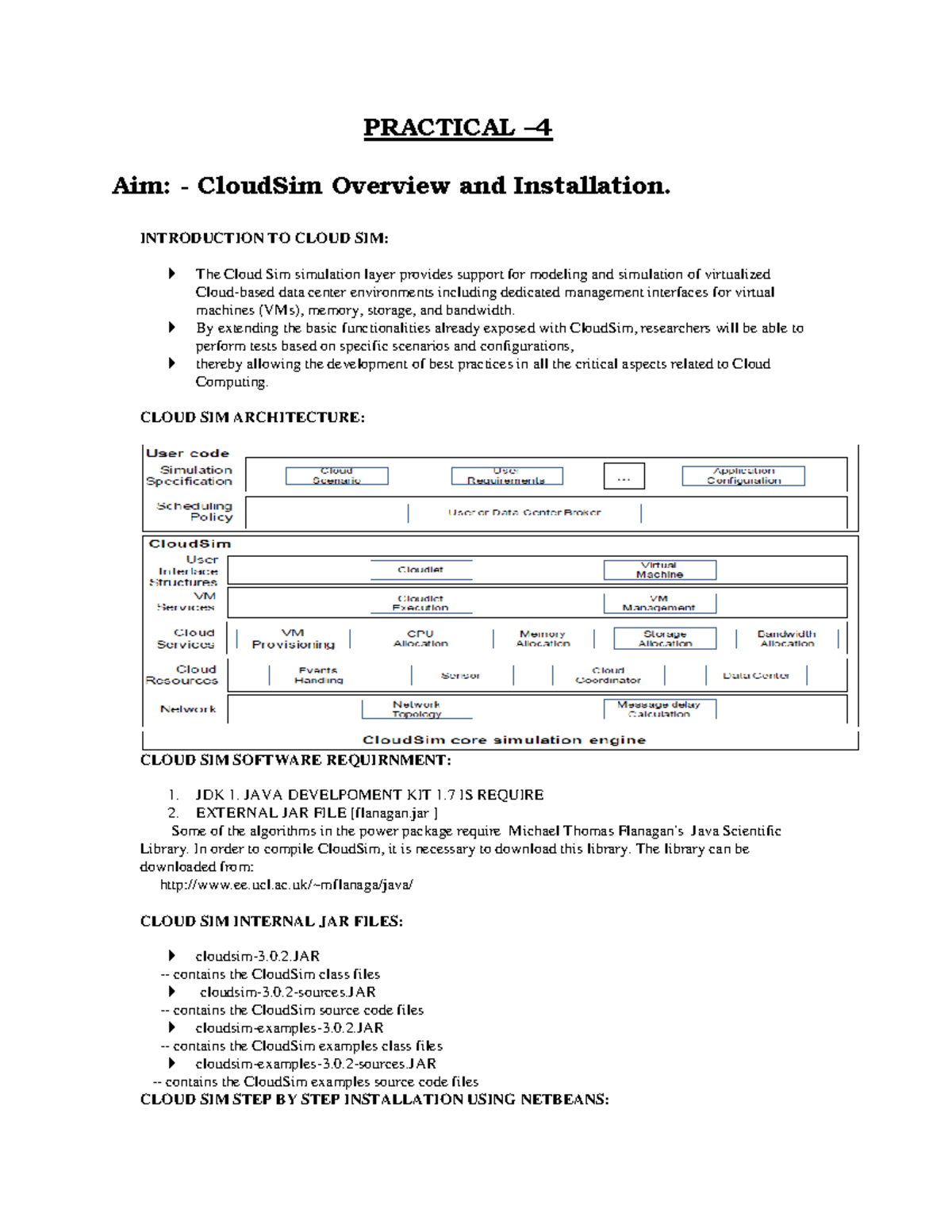 Practical-4: CloudSim Overview, Installation & Step-by-Step Guide - Studocu