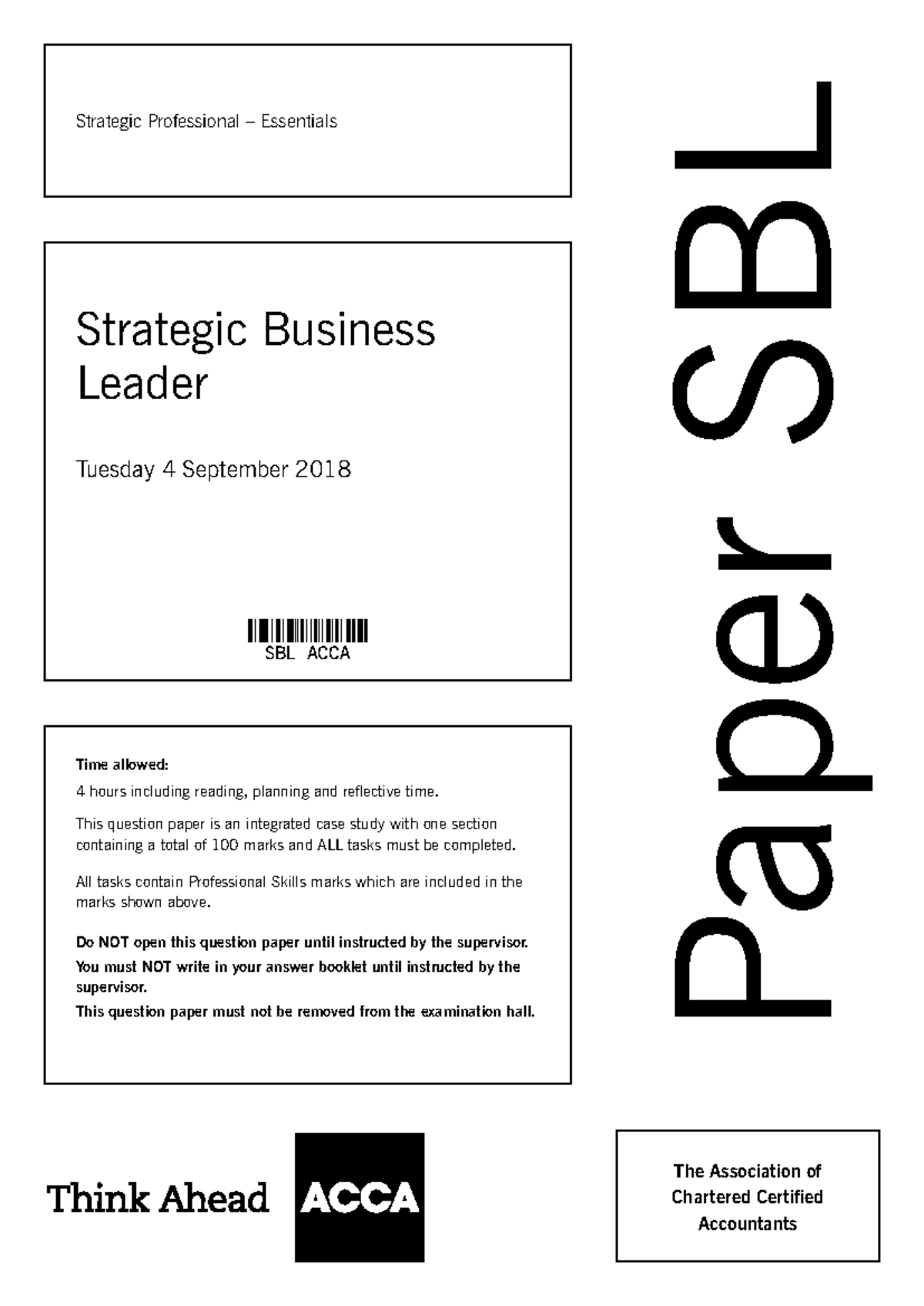 SBL ACCA Strategic Business Leader Case Study - September 2018 Exam ...