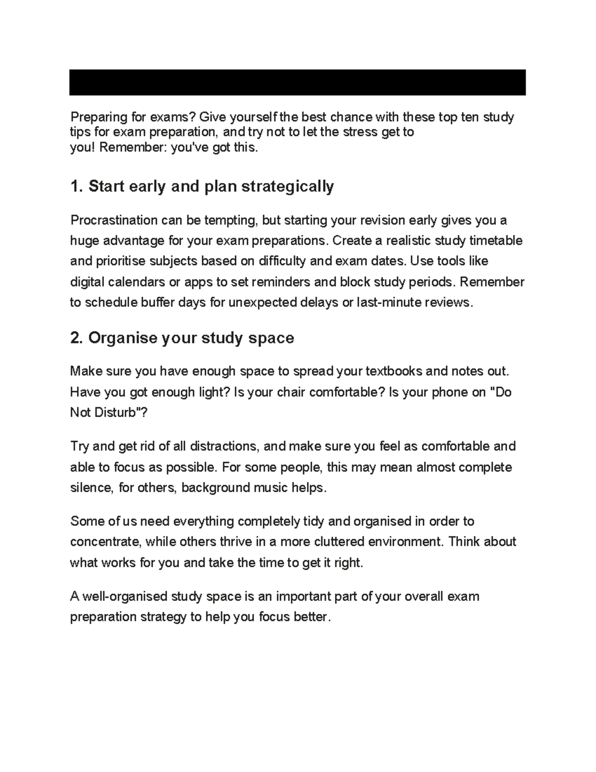 Exam Prep Strategies: Top 10 Tips for Success in Your Studies - Studocu
