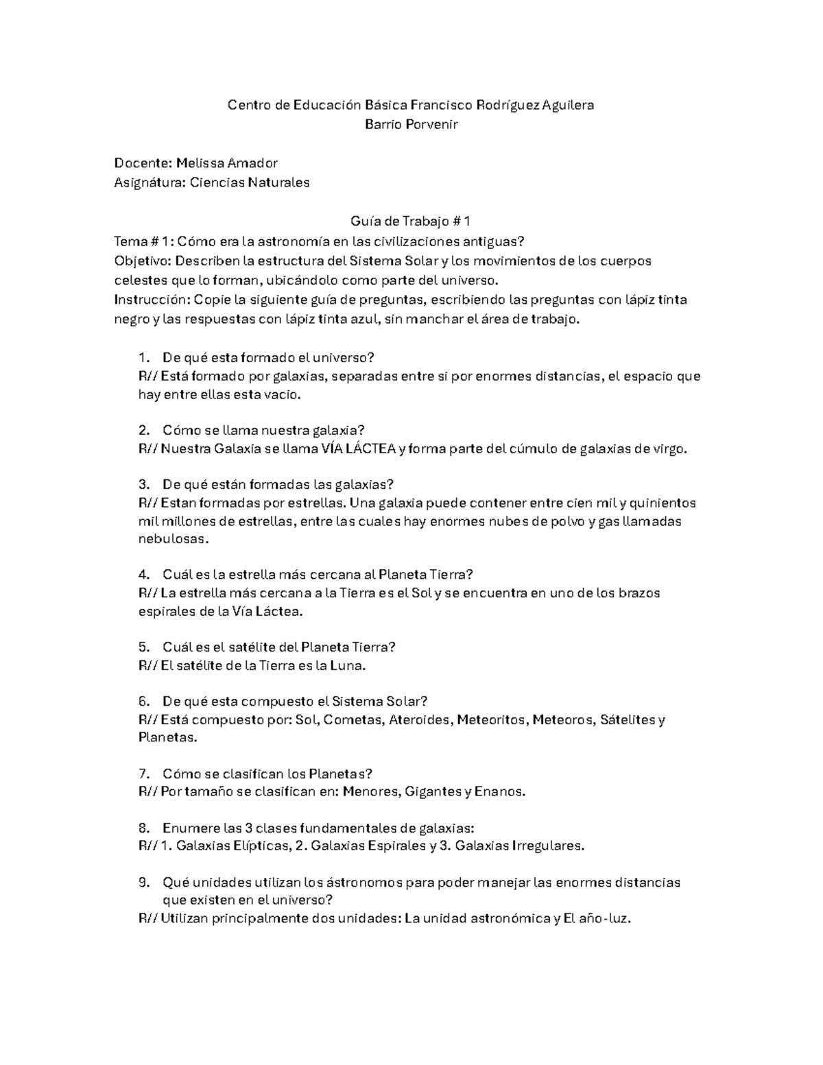 Guía de Trabajo 1: Astronomía en Civilizaciones Antiguas - Ciencias ...