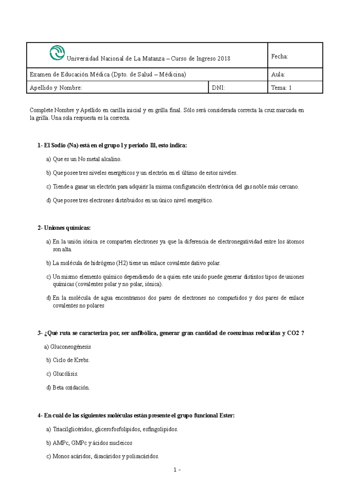 Examen de Educación Médica - Modelo Edumed 2018 - U.N.L.M. - Studocu