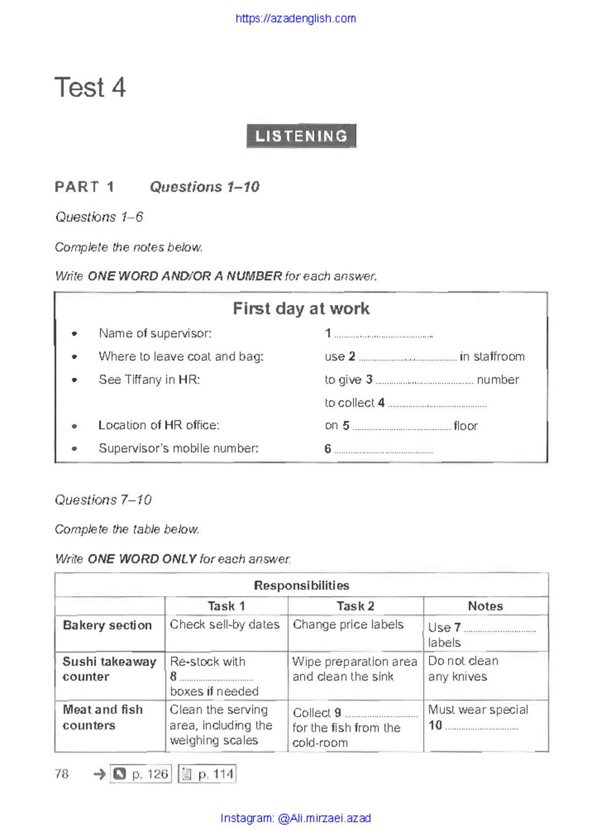 Listening Test 4 - Bài Nghe Tiếng Anh: Part 1 & 2 Questions - Studocu